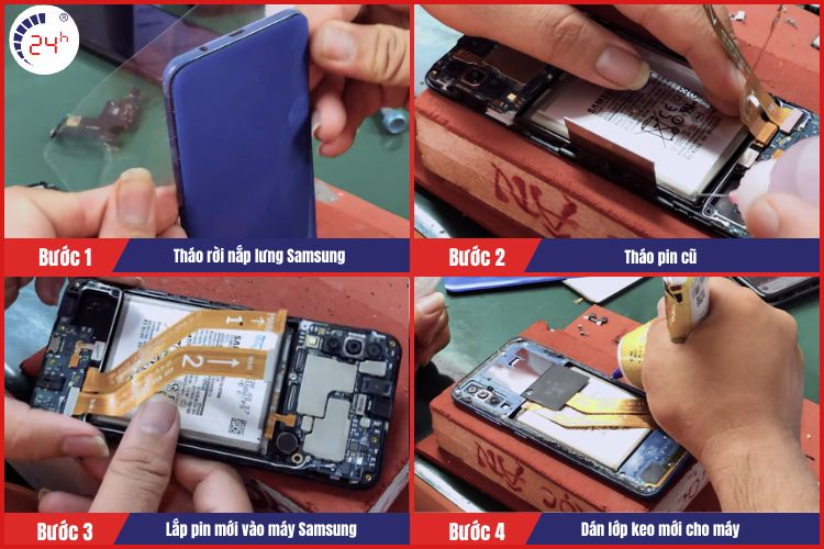 Tiến hành thay pin samsung cho khách hàng