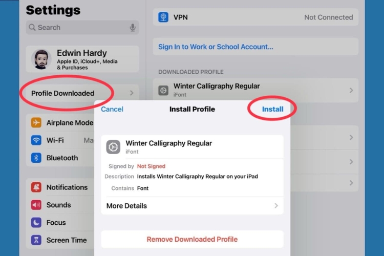 Bước cuối cùng để cài đặt font chữ vào iPad