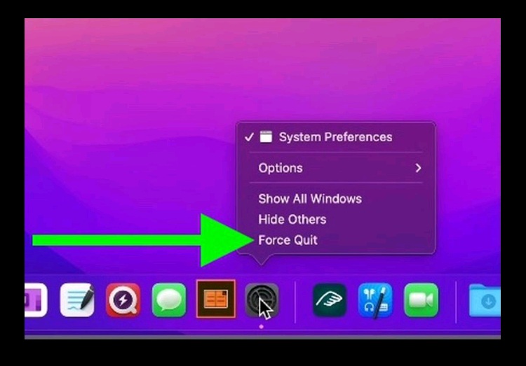 Chọn mục Force Quit từ menu hiện lên
