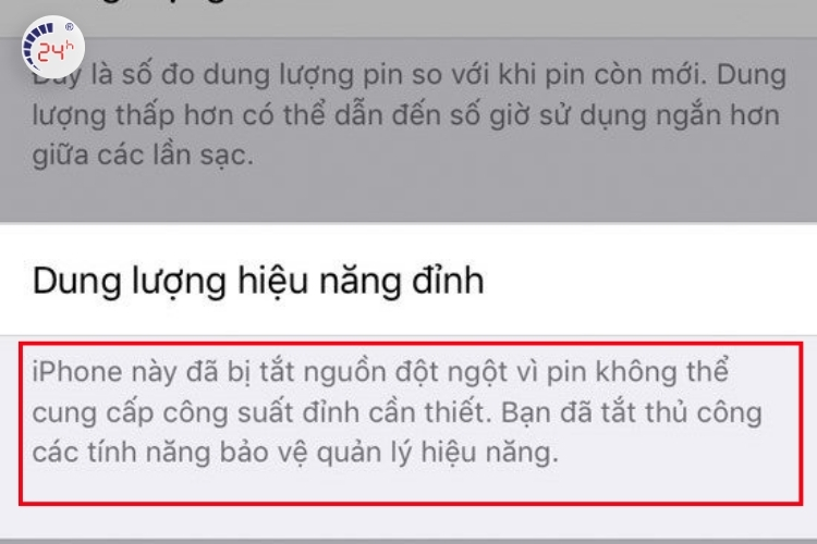 Tình trạng pin iPhone bảo trì là gì