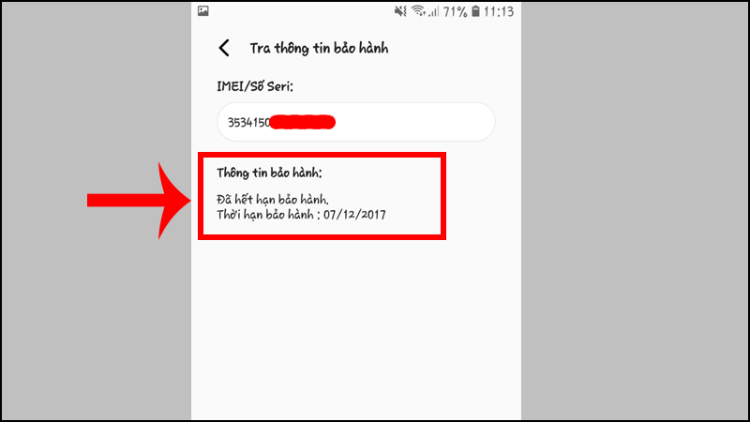 Tra cứu bảo hành điện thoại Samsung 5
