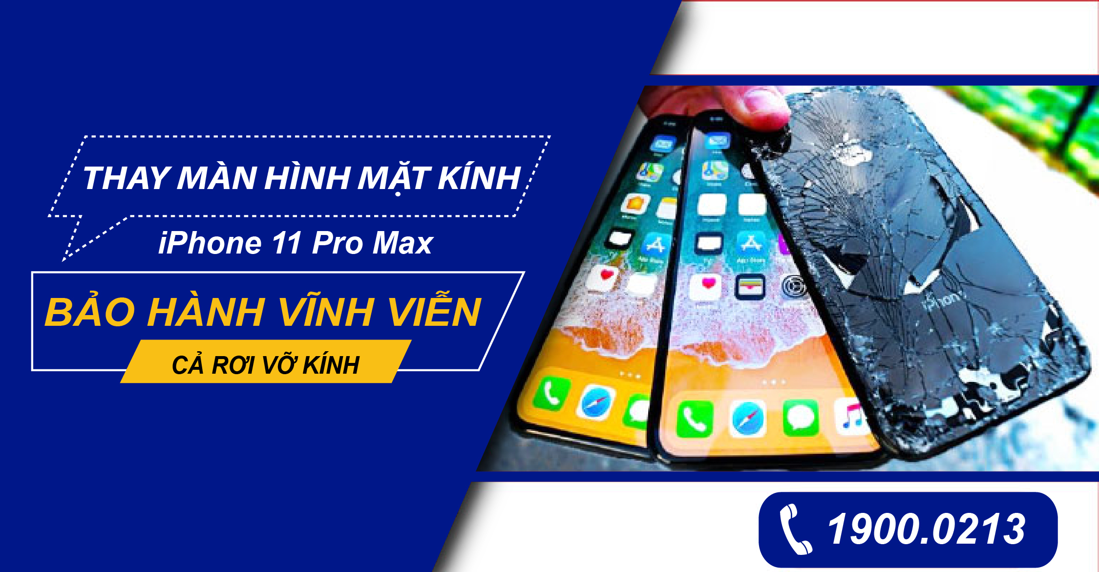 THAY MÀN HÌNH MẶT KÍNH IPHONE 11 PRO MAX - BẢO HÀNH VĨNH VIỄN - BAO CẢ RƠI VỠ