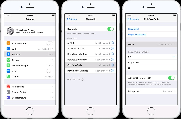 Thao tác đổi tên cho Apple Airpods