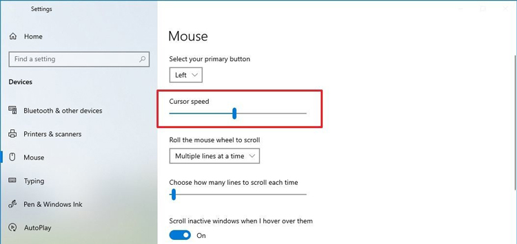 chỉnh tốc độ chuột trên win 10 