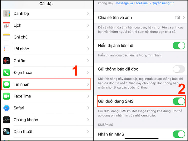 bật tính năng nhắn tin