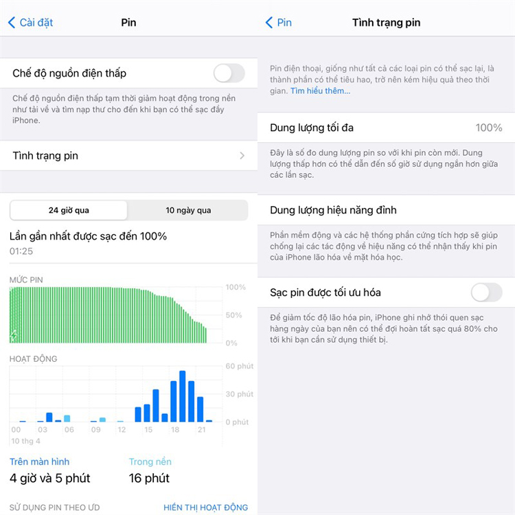 pin iPhone X báo bảo trì