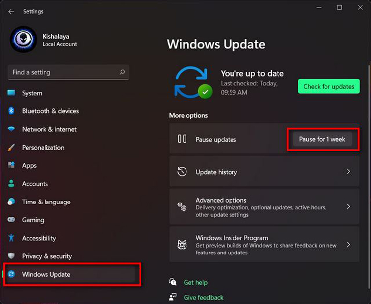 tắt windows update trên win 11